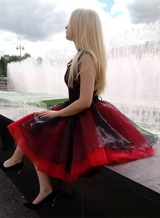 Burgundy lace short dress, homecoming dress cg1009