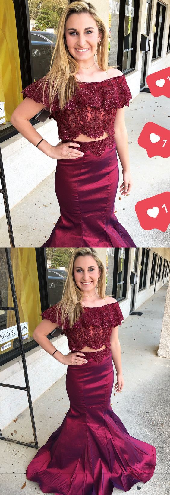 2 Piece Prom Dresses, burgundy Prom Dress, Long Prom Dance Dress cg17231