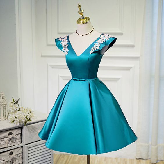 Blue Homecoming Dresses, Blue Short Party Dress, Blue Formal Dresses cg1811
