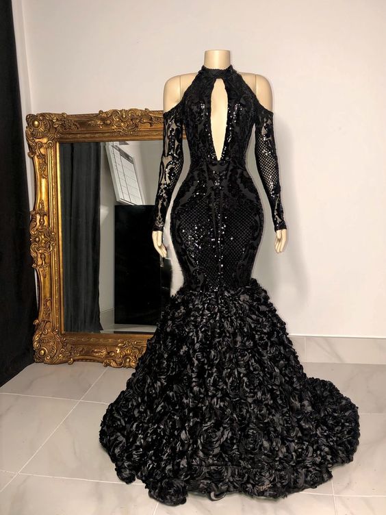 black Long Prom Dresses Formal Evening Dresses cg22416