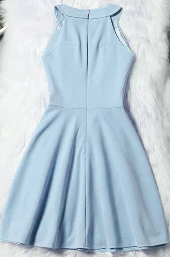 Beautiful Light Blue Short Halter Homecoming Dress cg23000