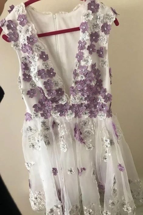 Flowy Plunging Neck Flowers Homecoming Dress cg3383