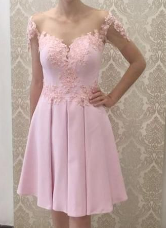 Glamorous A Line Off the Shoulder Pink Short Homecoming Dress cg3469