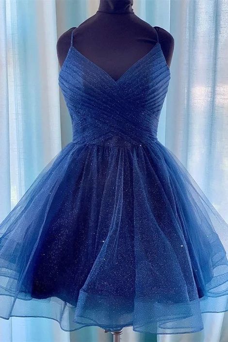 Cute Sparkle Navy Blue Homecoming Dress cg3501