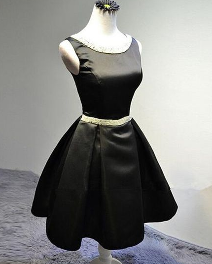 Black Sleeveless A Line Beaded Homecoming Dresses Short Cocktail Dress cg4332