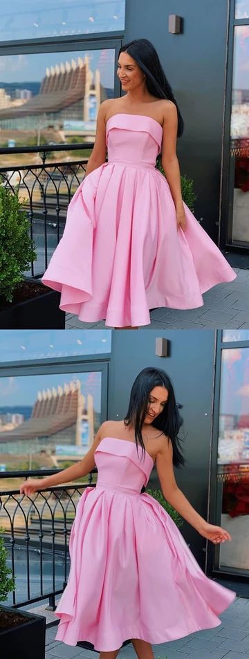 Short Strapless Pink Formal Homecoming Dresses cg4523