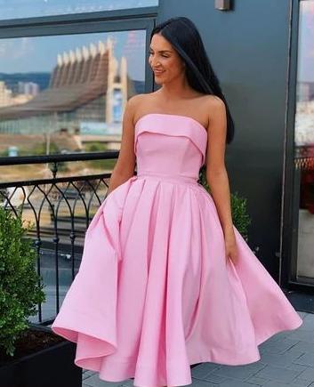 Short Strapless Pink Formal Homecoming Dresses cg4523