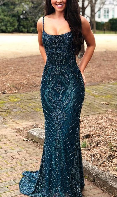 gorgeous square neck beading mermaid evening prom dress cg5341