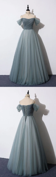 GRAY BLUE SWEETHEART TULLE FORMAL prom DRESS BLUE EVENING DRESS cg7835