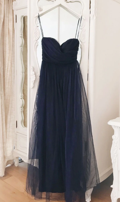 SIMPLE SWEETHEART BLUE TULLE LONG PROM DRESS BLUE FORMAL DRESS cg7840