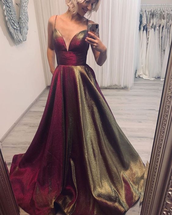 Deep V-Neck prom dress, Long Prom Dress, Prom dress cg7850