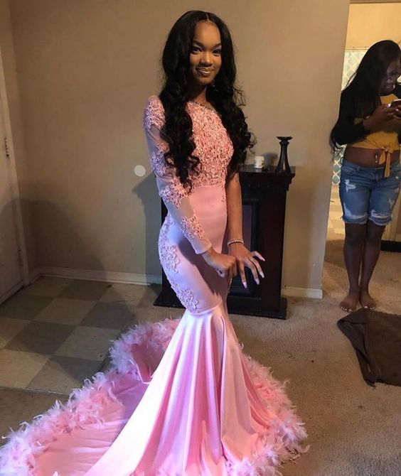 One Shoulder Pink Long Prom Dresses Lace Appliques Beaded cg7943