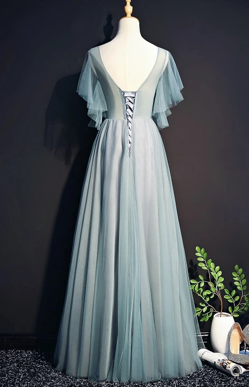 Beautiful Mint Green Tulle Long Party prom Gown, Tulle Formal Dress 2020 cg8016