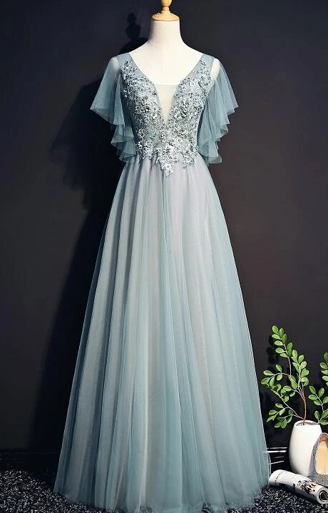 Beautiful Mint Green Tulle Long Party prom Gown, Tulle Formal Dress 2020 cg8016