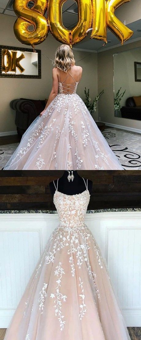 Light Champagne Prom Dresses, Princess Prom Dress with Appliques, Long Prom Dress cg8202