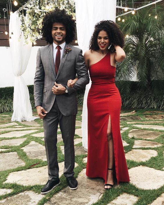 elegant prom dress,long red prom dress with side slit cg8218