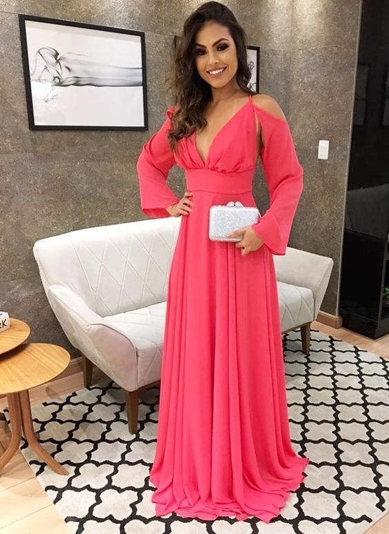 A-line Prom Dress With Long Sleeves , Charming Prom Dress cg8222