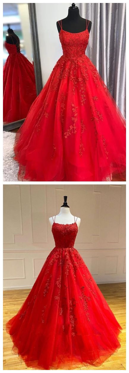 red long prom dresses, lace prom dresses, chic prom gowns cg8262