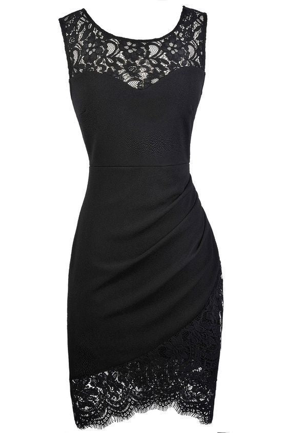 Black Dress,Pencil Dress,Fashion Homecoming Dress cg913