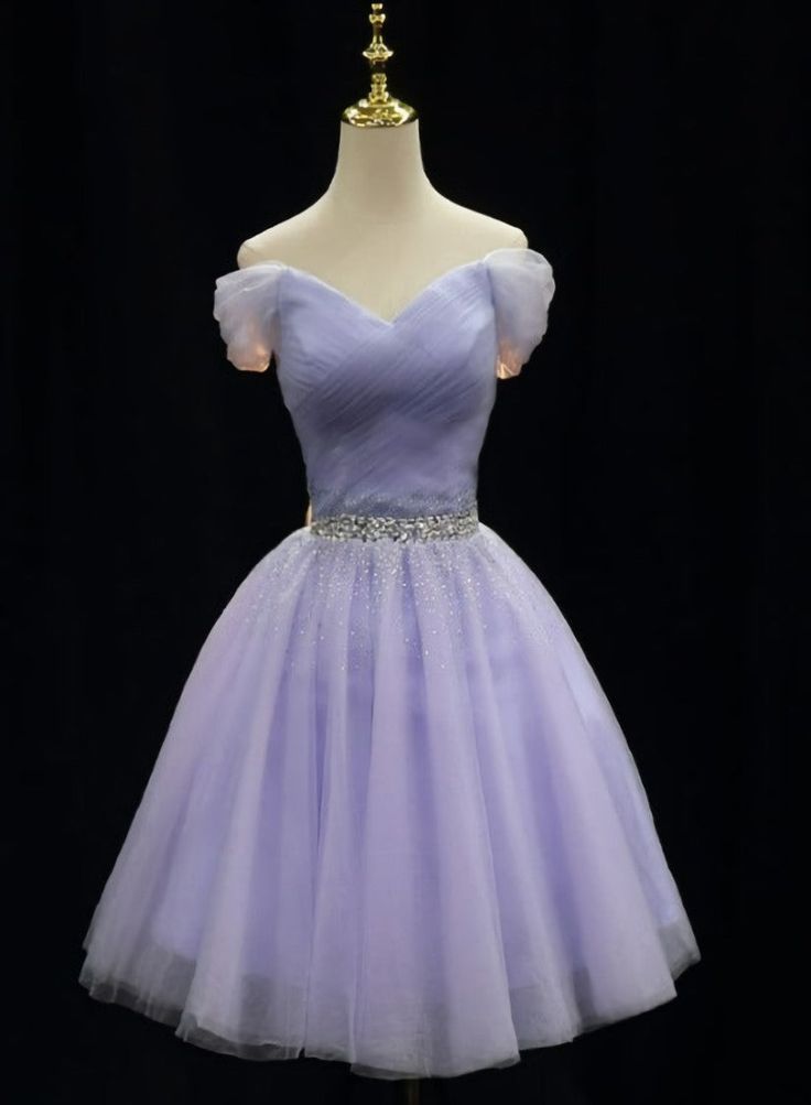 Cute Light Purple Beaded Tulle Homecoming Dresses, Short Prom Dress Formal Dresses         cg25086