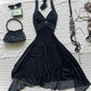 black beaded dress, black short party dress chiffon homecoming dress    cg25398