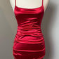 Red Satin Sheath Straps Homecoming Dress      cg25036