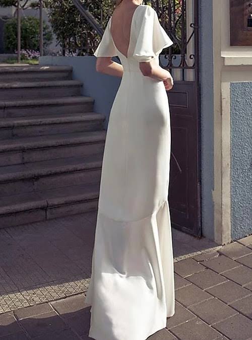 white party dress half sleeve evening dress v neck prom dress cg1329