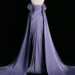 Elegant Purple Satin Prom Dress, Draped Bodice Formal Evening Dress      cg25105