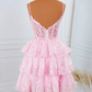 Ball Gown Tulle V-Neck Appliques Lace Corset Short/Mini Dress Homecoming Dresses   cg25011