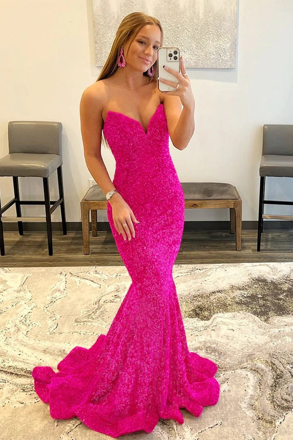 Mermaid Long Sequins Prom Dresses Formal Evening Gowns     cg24880