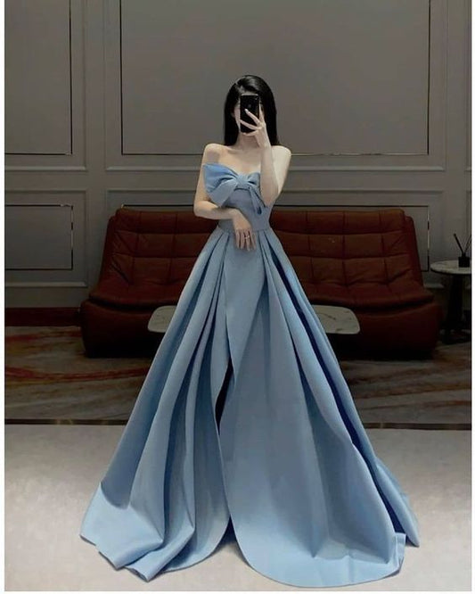 A Line Blue Fashion Prom Dresses, long Evening Dresses    cg24998