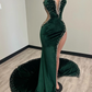 Black Girl Prom Dresses Long Mermaid Green Prom Gown With Train     cg24970