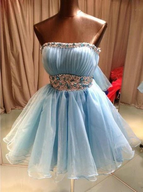 Sky Blue Beading Homecoming Dress,Sexy Party Dress   cg10120