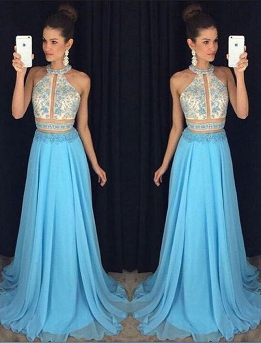 Charming Prom Dress,Sleeveless Two Piece Prom Dress,Long Evening Dress,Sexy Party Dress   cg10496