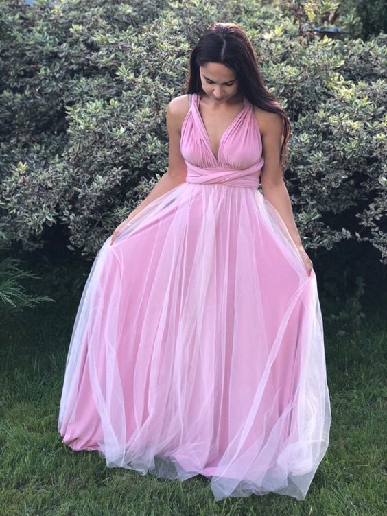 blush pink convertible prom dress   cg10700