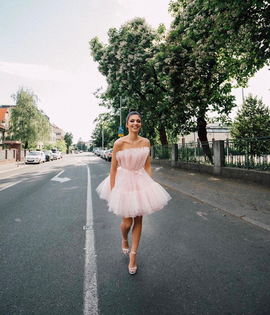 PINK TULLE SHORT DRESS HOMECOMING DRESS   cg10849