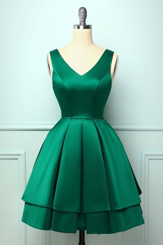 Satin Green Ball Homecoming Dress   cg11007