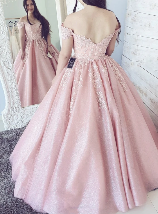 Pink tulle lace ball gown dress prom evening dress   cg11016