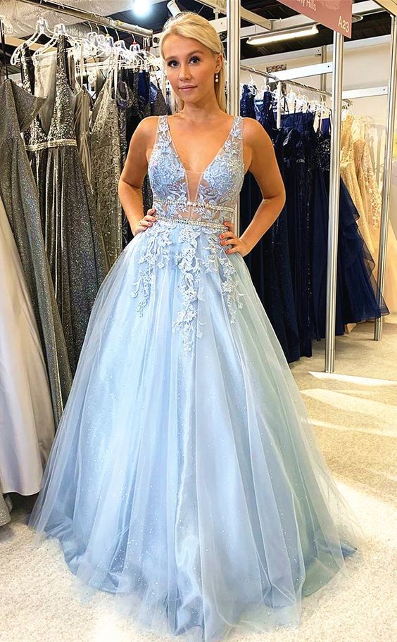 modest blue prom dresses, ball gown prom dresses   cg11515