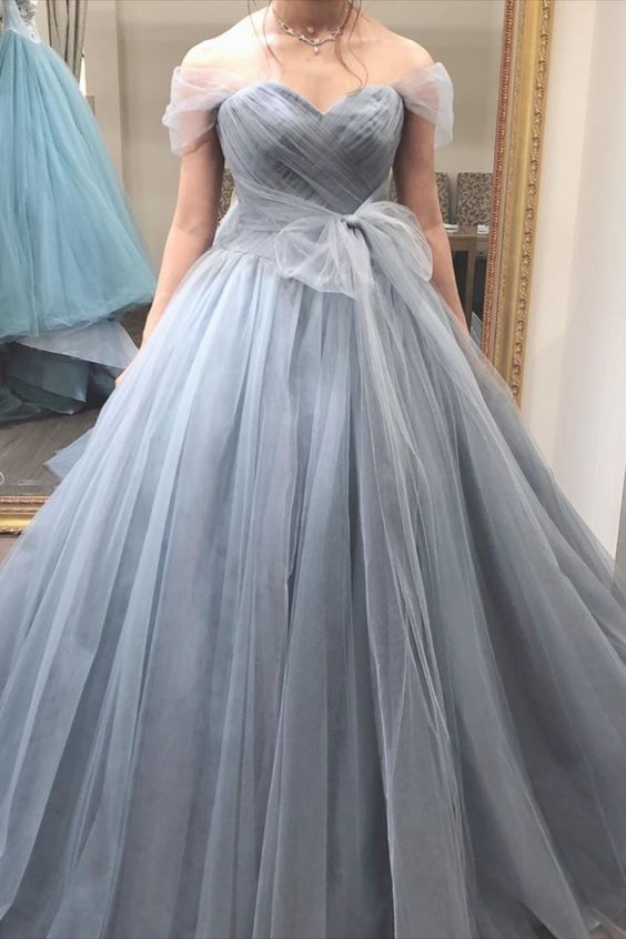 Princess Grey Tulle Long Prom Dress   cg11595