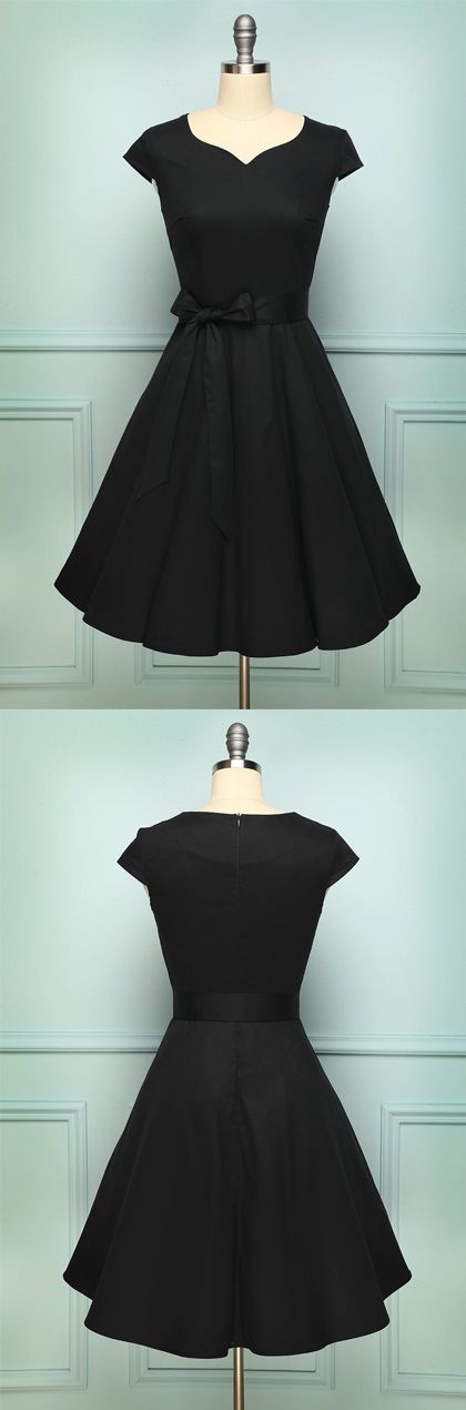 Black Vintage Dress, Short Homecoming Dress   cg11641