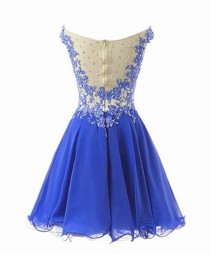 Lovely Royal Blue Chiffon Short Homecoming Dress,   cg11894