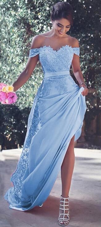 Light Blue Prom Dress,lace Appliques Prom Dresses,cheap Prom Dress   cg11907