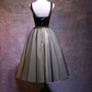 Cute Black Tea Length Tulle With Velvet Straps Party Dress, A-Line Tulle Homecoming Dress   cg12002