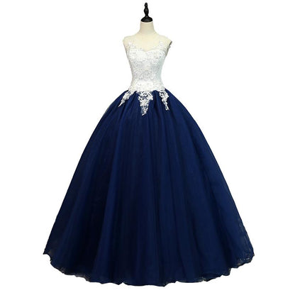 Beautiful Navy Blue Ball Gown Sweet 16 Dresses, Blue Quinceanera prom Dress   cg12089