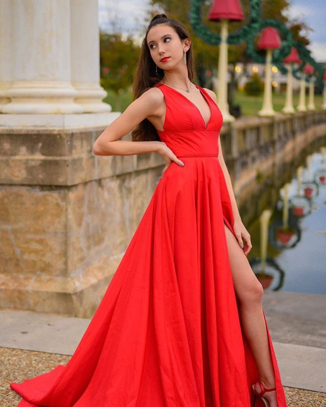 Red Prom Dress,A-Line Prom Gown,Satin Evening Dress,A-Line Prom Gown   cg12091