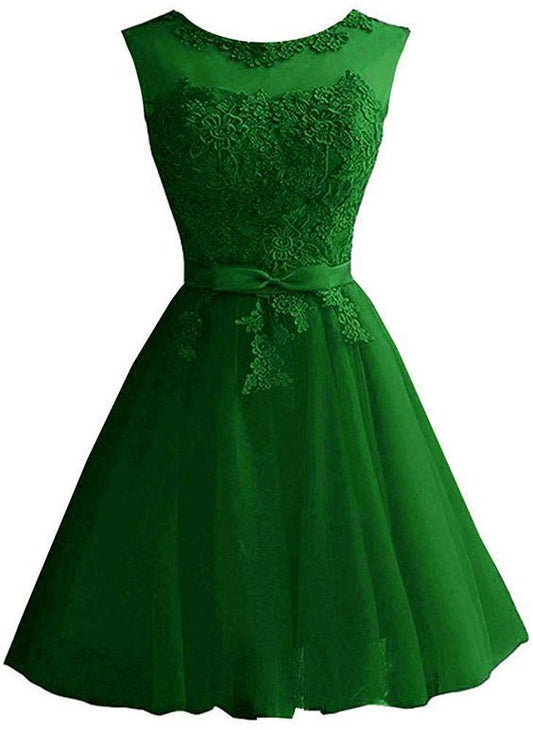 Round Neck Green Homecoming Dress   cg12315