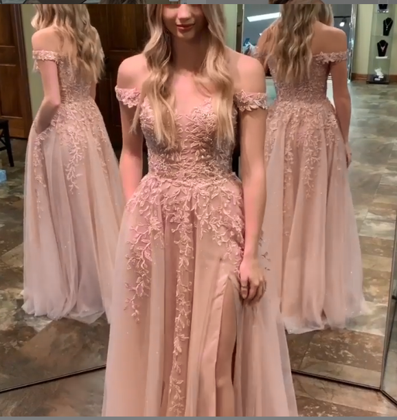 Sexy Off The Shoulder A-Line Prom Dresses   cg12362