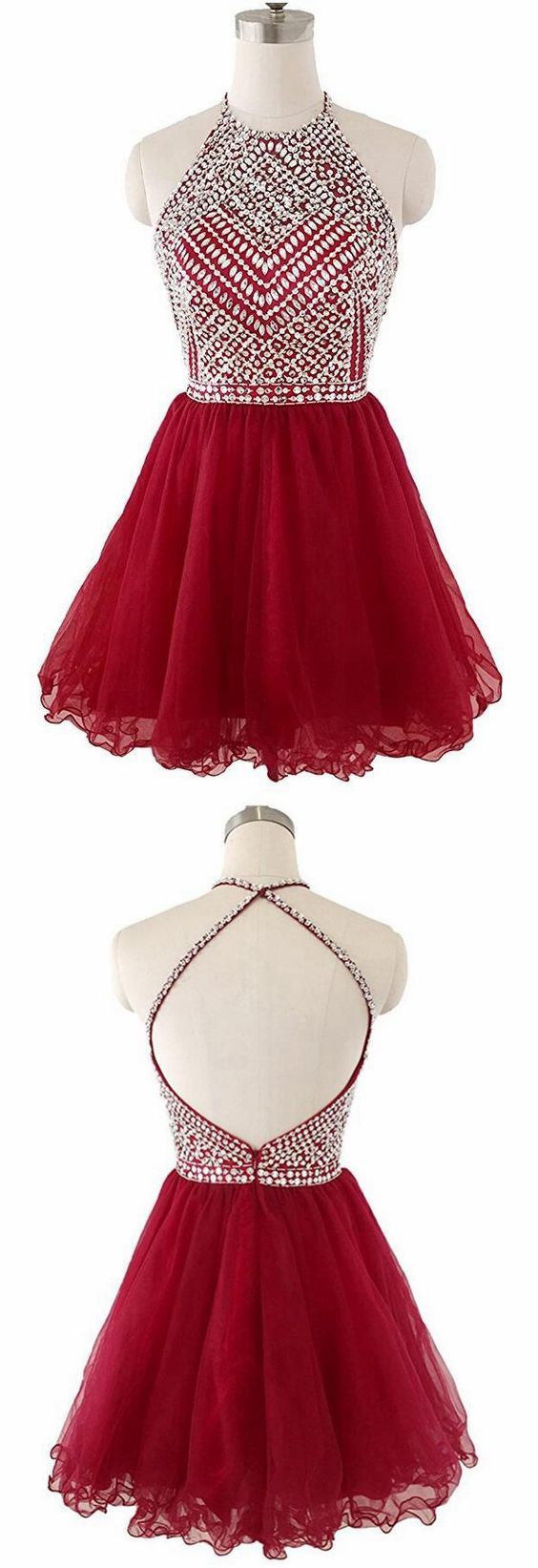 Red Homecoming Dress with Cross Back Strap    cg12434