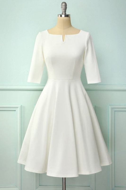 White short sleeves homecoming dress   cg12437